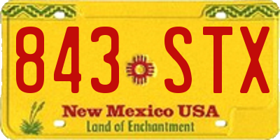NM license plate 843STX