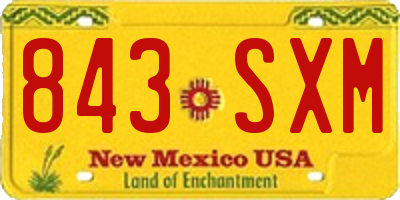 NM license plate 843SXM