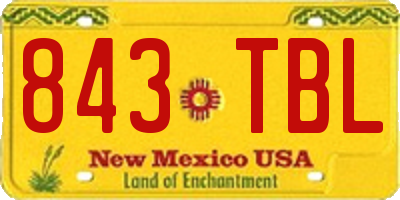 NM license plate 843TBL