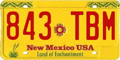 NM license plate 843TBM