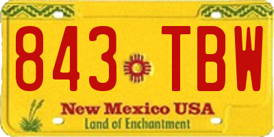 NM license plate 843TBW