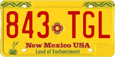 NM license plate 843TGL