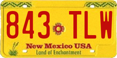 NM license plate 843TLW