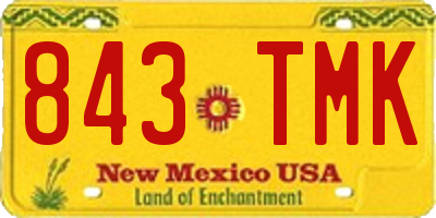 NM license plate 843TMK