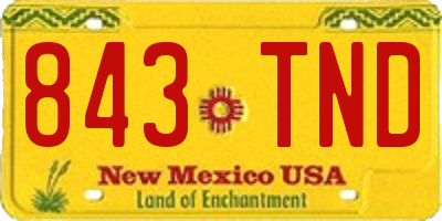 NM license plate 843TND