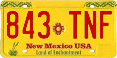 NM license plate 843TNF