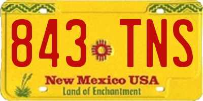 NM license plate 843TNS
