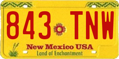 NM license plate 843TNW