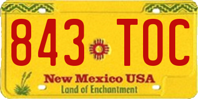 NM license plate 843TOC