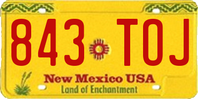 NM license plate 843TOJ
