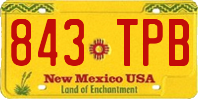 NM license plate 843TPB