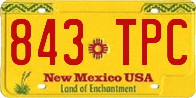 NM license plate 843TPC
