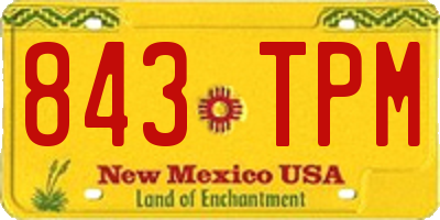 NM license plate 843TPM