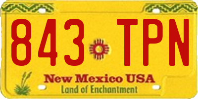 NM license plate 843TPN