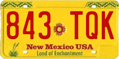 NM license plate 843TQK