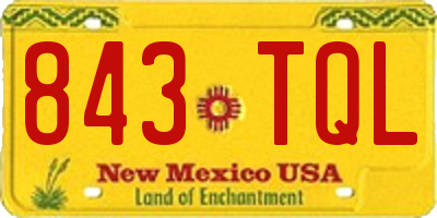 NM license plate 843TQL