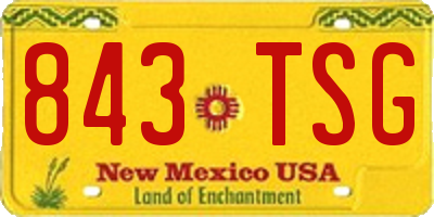 NM license plate 843TSG