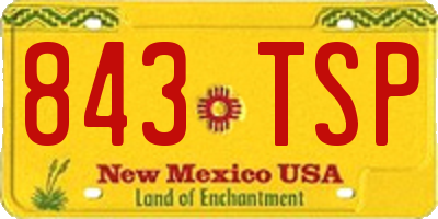 NM license plate 843TSP
