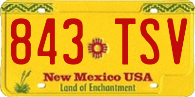 NM license plate 843TSV