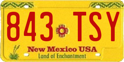 NM license plate 843TSY