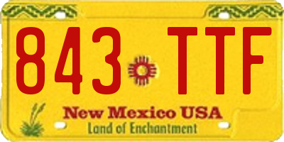 NM license plate 843TTF