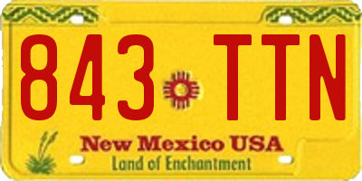 NM license plate 843TTN