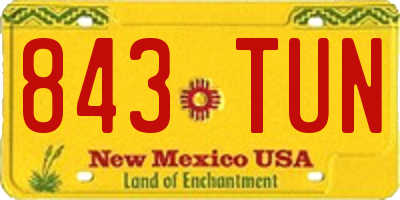 NM license plate 843TUN