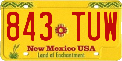 NM license plate 843TUW