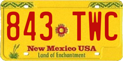NM license plate 843TWC