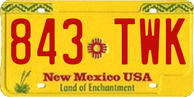 NM license plate 843TWK