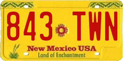 NM license plate 843TWN