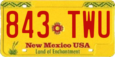NM license plate 843TWU