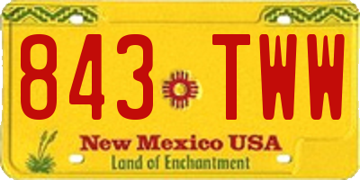 NM license plate 843TWW