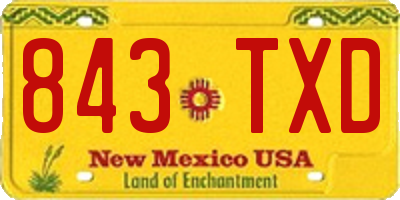 NM license plate 843TXD