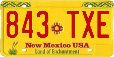 NM license plate 843TXE