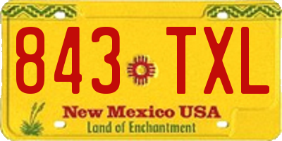 NM license plate 843TXL