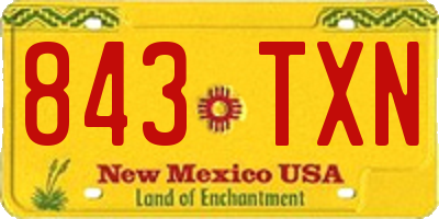 NM license plate 843TXN