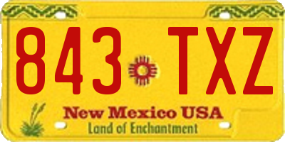 NM license plate 843TXZ