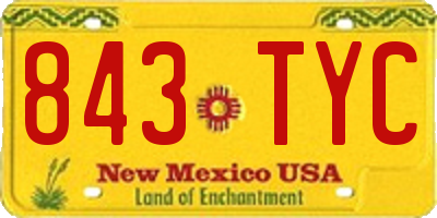 NM license plate 843TYC