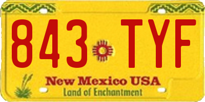 NM license plate 843TYF