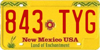 NM license plate 843TYG