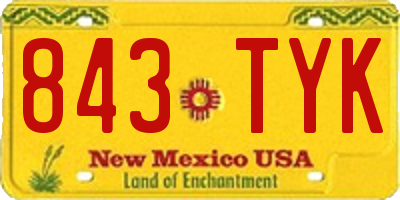 NM license plate 843TYK