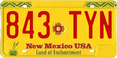 NM license plate 843TYN