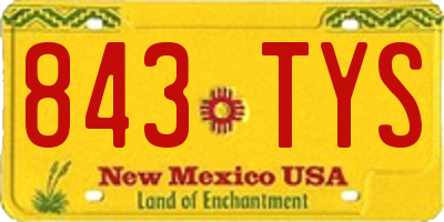 NM license plate 843TYS