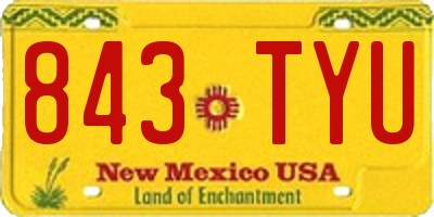 NM license plate 843TYU