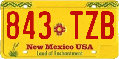 NM license plate 843TZB