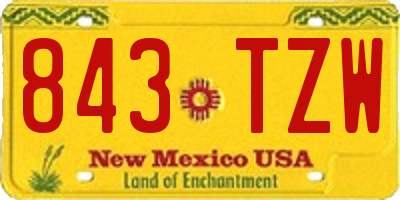 NM license plate 843TZW