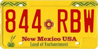 NM license plate 844RBW