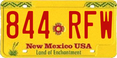 NM license plate 844RFW