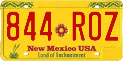 NM license plate 844ROZ